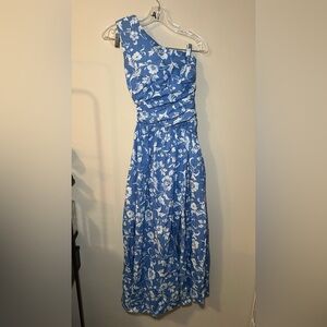 Abercrombie & Fitch One Shoulder Rusched Cutout Slit Leg Wedding Guest Dress XXS